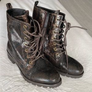 Snakeskin zip up boots